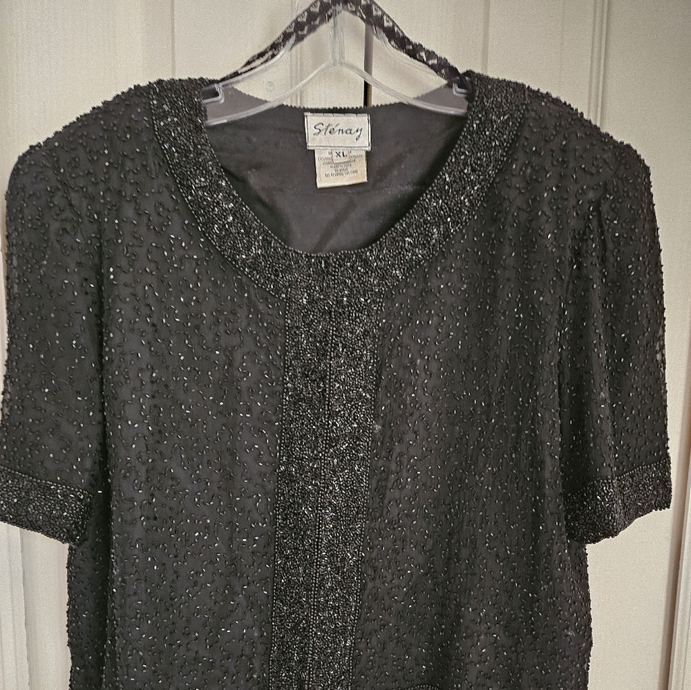 Black Stenay Beaded Vintage Top